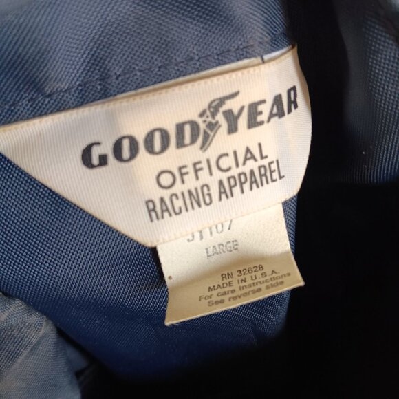 Vintage Mens Large Goodyear Racing Jacket Yellow Stripes Patched NEW USA 80s - Picture 5 of 5